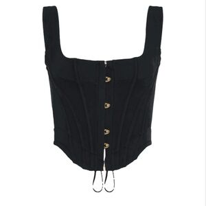 Agent Provocateur Black Corset-Style Bodysuit with Gold Buttons